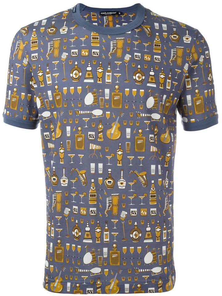 Dolce & Gabbana Jazz Club Print T-shirt, Men's, Size: 46, Cotton