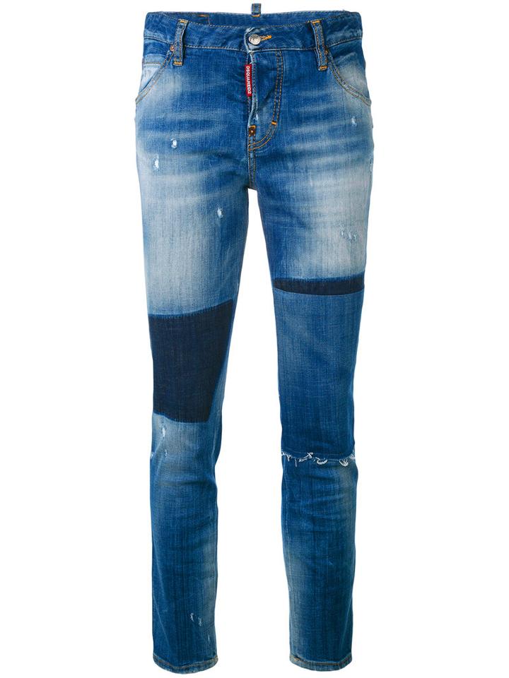 Dsquared2 - Cool Girl Cropped Patch Jeans - Women - Cotton/spandex/elastane - 44, Blue, Cotton/spandex/elastane