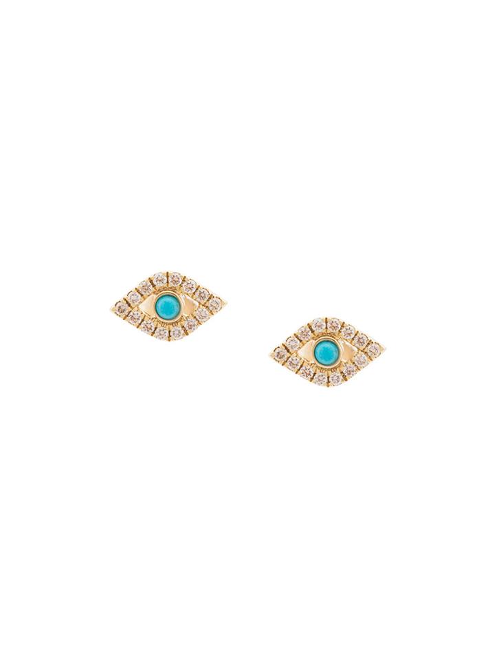 Sydney Evan 14kt Yellow Gold Large Evil Eye Diamond Stud Earrings -