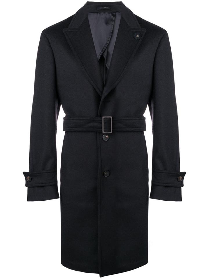 Lardini Belted Midi Coat - Blue