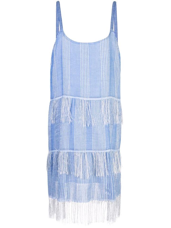 Lemlem Zinab Fringed Slip Dress - Blue
