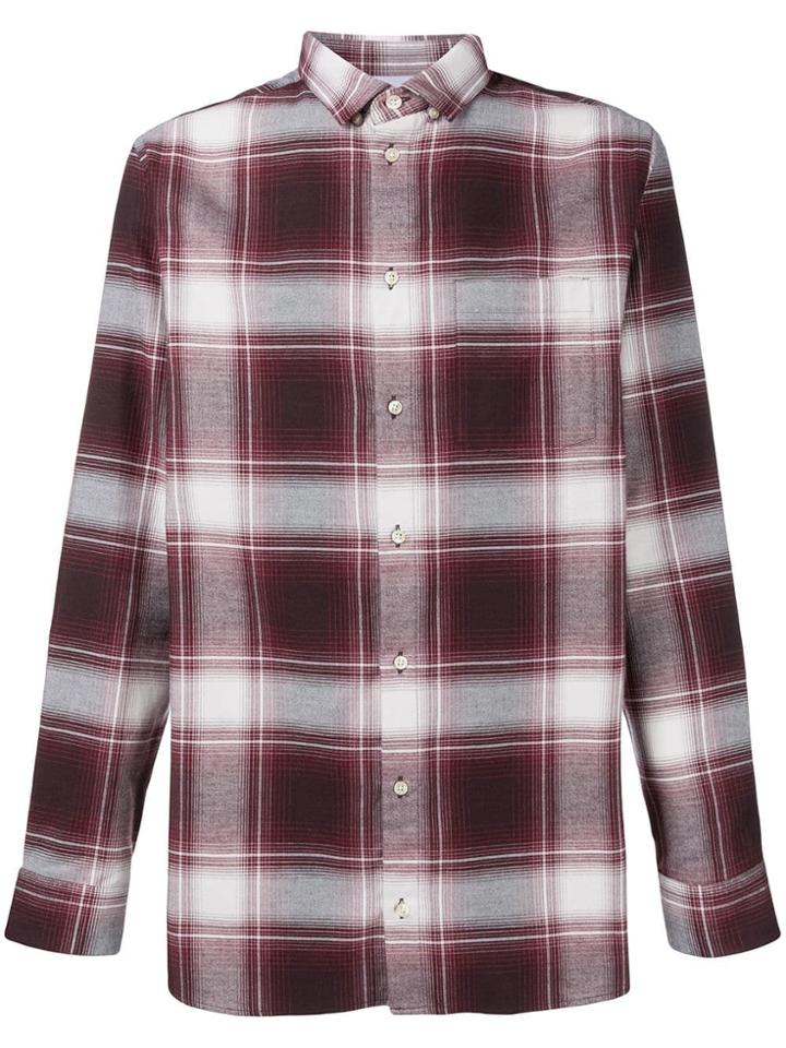 Natural Selection Long Pocket Checked Shirt - Red