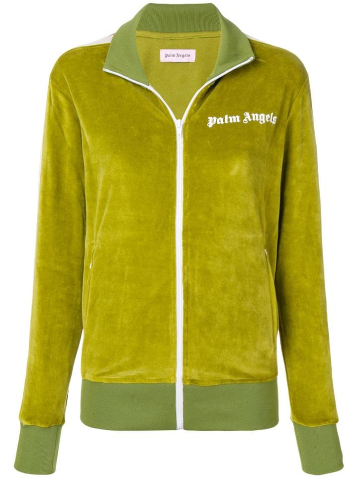 Palm Angels Velvet Zipped Sweatshirt - Green