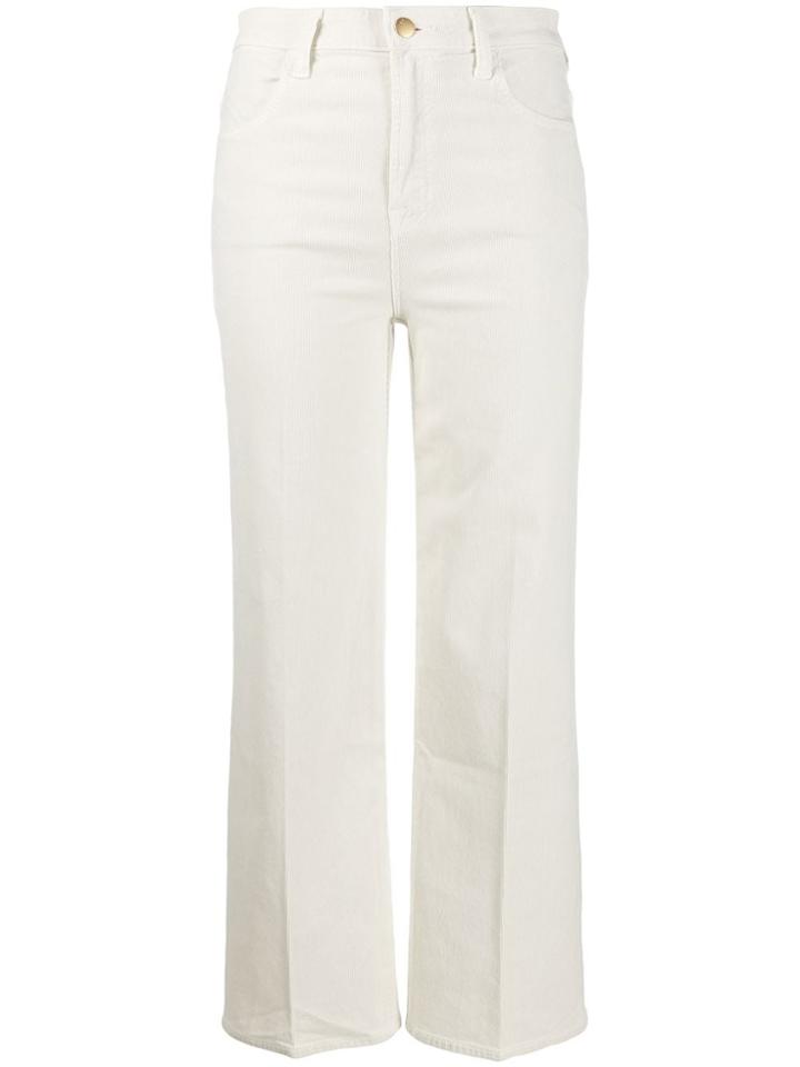 J Brand High Waisted Cropped Corduroy Trousers - Neutrals