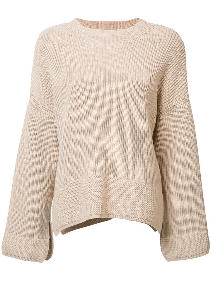 Elizabeth And James Ribbed Detail Jumper, Women's, Size: Medium, Nude/neutrals, Cotton/nylon