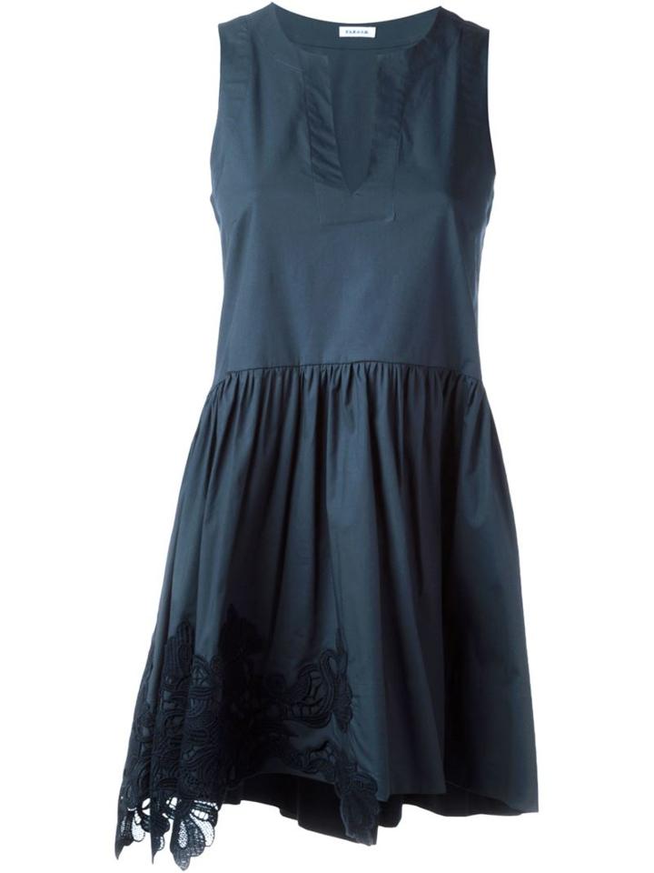 P.a.r.o.s.h. Lace Hem Skater Dress, Women's, Size: L, Blue, Cotton/spandex/elastane