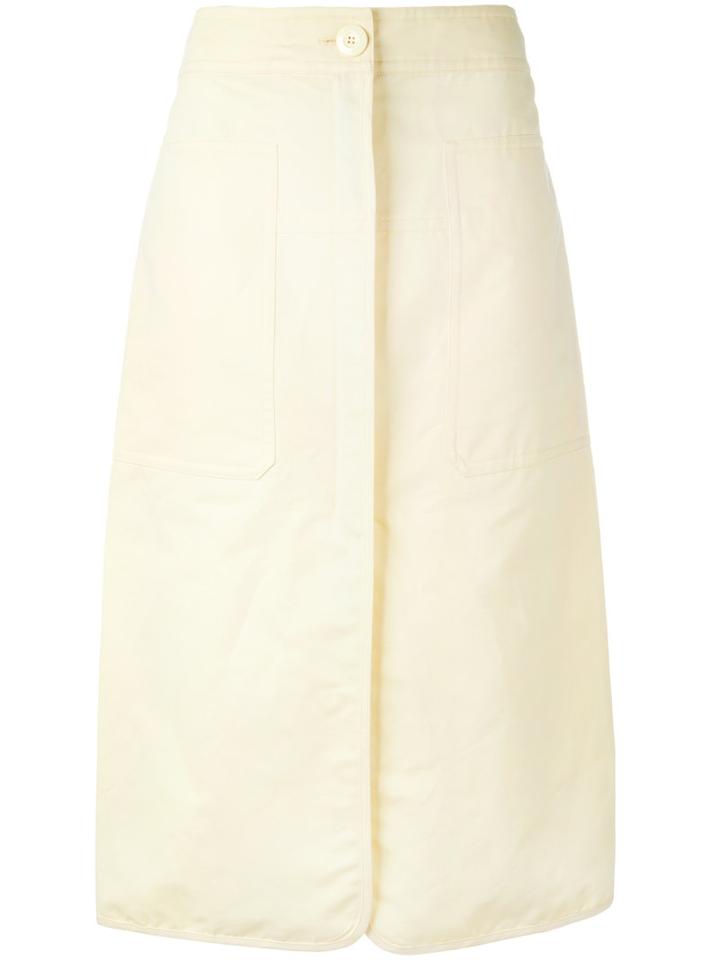 Marni - Apron Midi Skirt - Women - Cotton/linen/flax - 40, Yellow/orange, Cotton/linen/flax