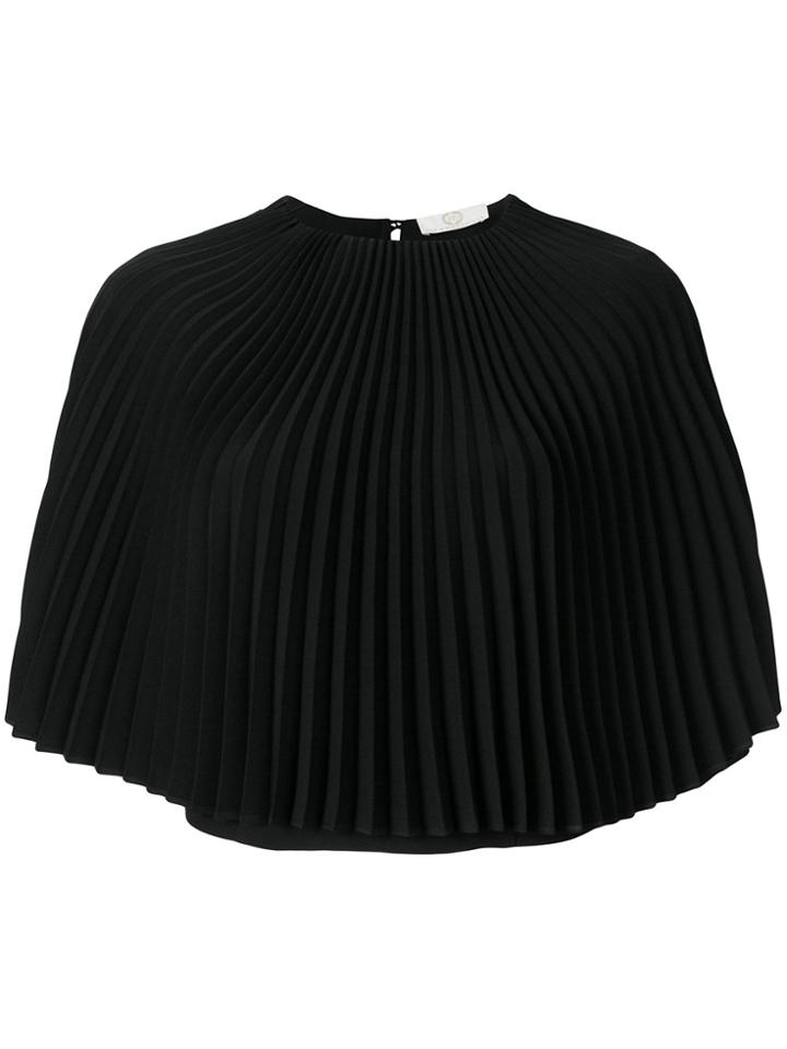 Sara Battaglia Pleated Blouse - Black