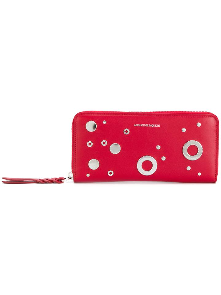 Alexander Mcqueen Eyelet And Stud Wallet - Red