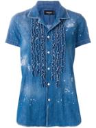 Dsquared2 Ruffled Trim Denim Shirt - Blue