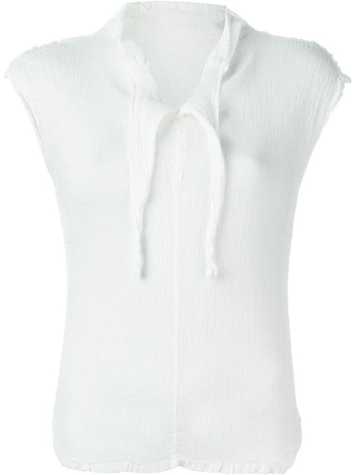Crease Effect Blouse, Women's, White, Polyester, Issey Miyake Cauliflower