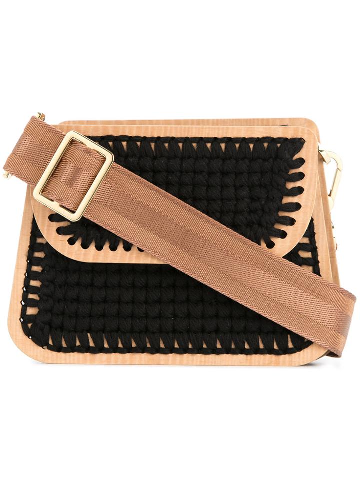 0711 Monaco Small Woven Clutch - Black
