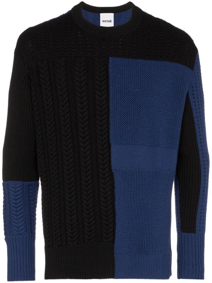 Koché Patchwork Colour-block Jumper - Black