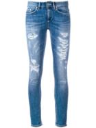Dondup Distressed Cropped Skinny Jeans, Women's, Size: 26, Blue, Cotton/polyester