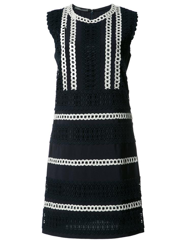 Alberta Ferretti Crochet Trim Shift Dress, Women's, Size: 44, Blue, Cotton/modal