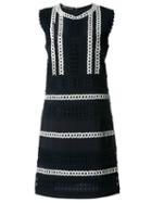 Alberta Ferretti Crochet Trim Shift Dress, Women's, Size: 44, Blue, Cotton/modal