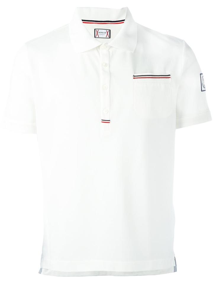 Moncler Gamme Bleu Logo Plaque Polo Shirt, Men's, Size: Small, White, Cotton
