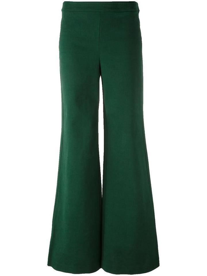 Tory Burch 'mesteno' Flared Trousers, Women's, Size: 0, Green, Cotton/lyocell/spandex/elastane