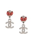 Chanel Vintage Cc Ladybird Earring - Silver