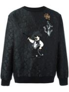 Dolce & Gabbana Cowboy Patch Jacquard Sweatshirt, Men's, Size: 46, Black, Silk/cotton/acrylic/polyester