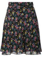Saint Laurent Prairie Floral Print Skirt, Size: 34, Black, Silk/viscose