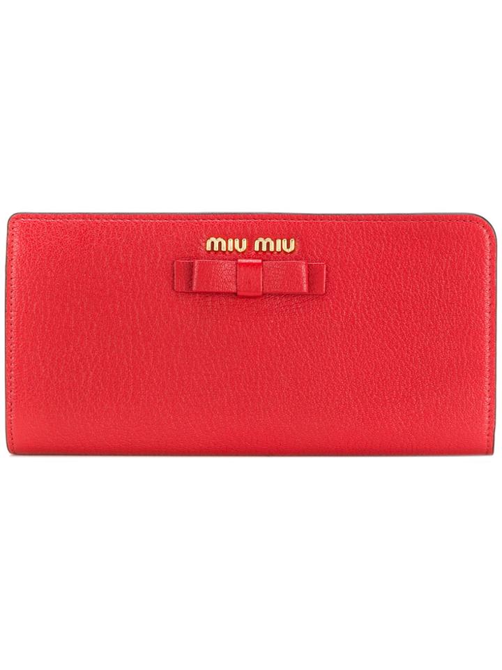 Miu Miu Bow Continental Wallet - Red