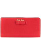 Miu Miu Bow Continental Wallet - Red