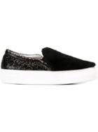 Joshua Sanders Faux Fur And Glitter Sneakers