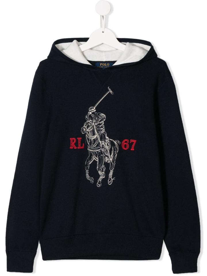Ralph Lauren Kids Contrast Logo Hoodie - Blue
