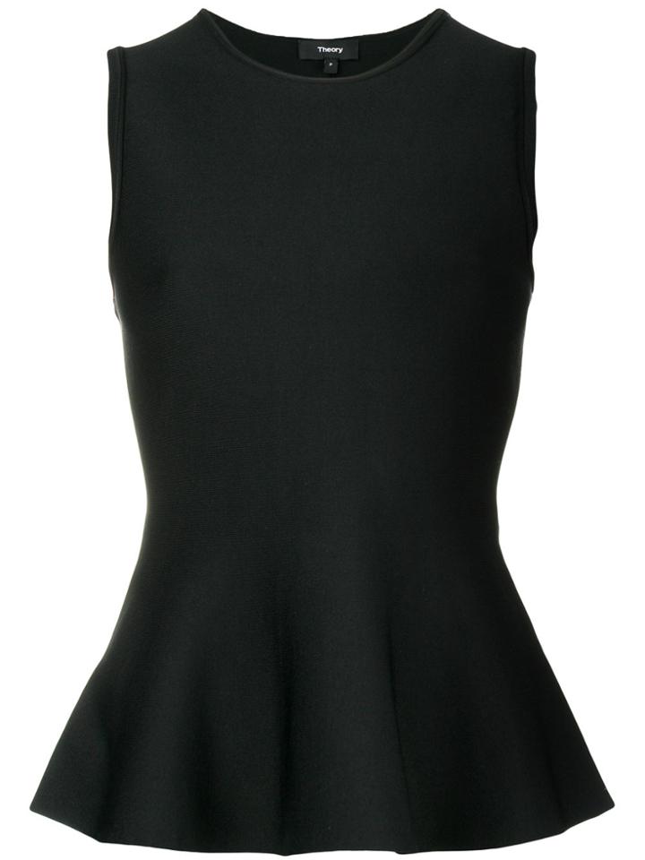 Theory Sleeveless Peplum Blouse - Black