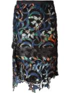 Sacai Multipatterned Skirt, Women's, Size: 3, Black, Polyester/cupro/nylon