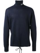 Selfmade By Gianfranco Villegas Embroidered Roll Neck Jumper, Men's, Size: 48, Blue, Wool