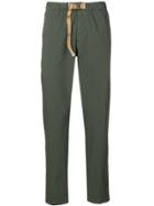 White Sand Belted Straight-leg Trousers - Green