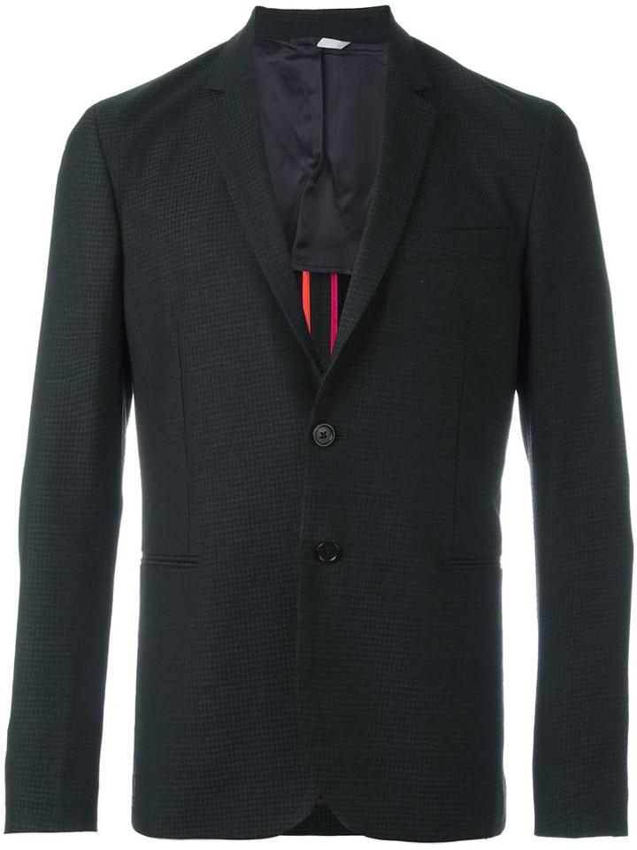 Ps By Paul Smith Tonal Check Blazer, Men's, Size: 48, Green, Wool/cotton/viscose