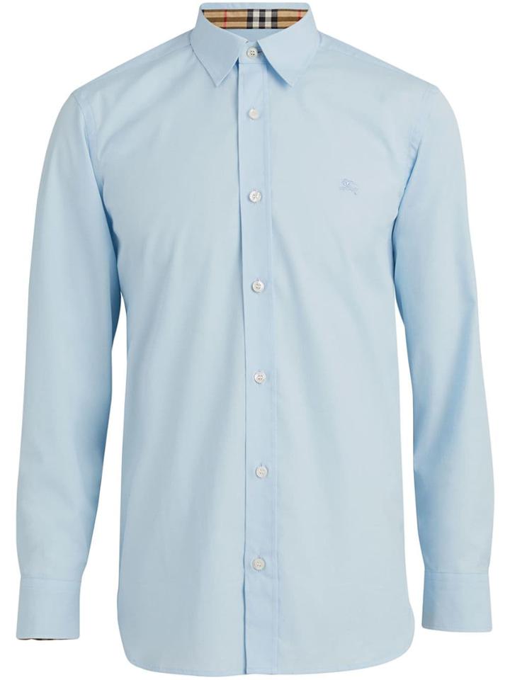 Burberry Stretch Cotton Poplin Shirt - Blue