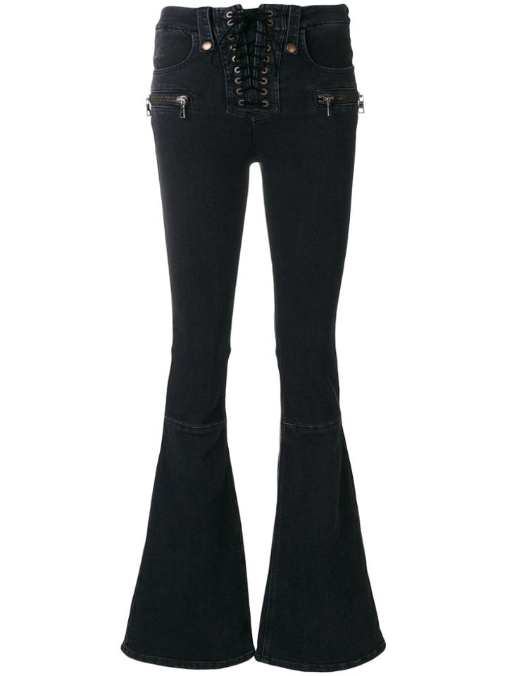 Unravel Project Lace-up Fastening Flared Jeans - Black
