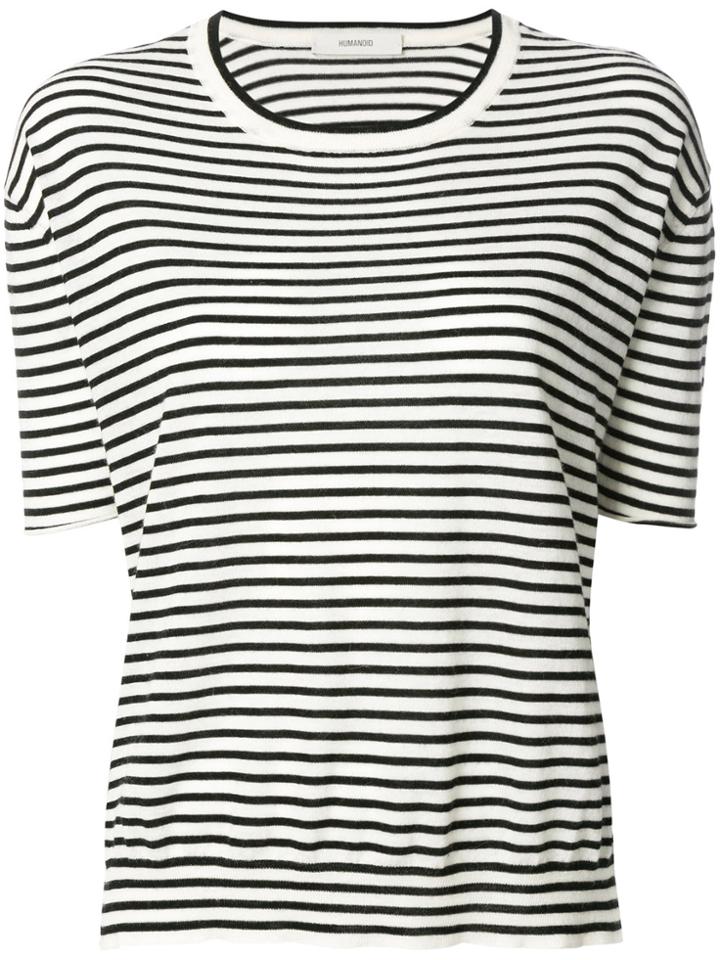 Humanoid Striped Crew Neck Top - Black