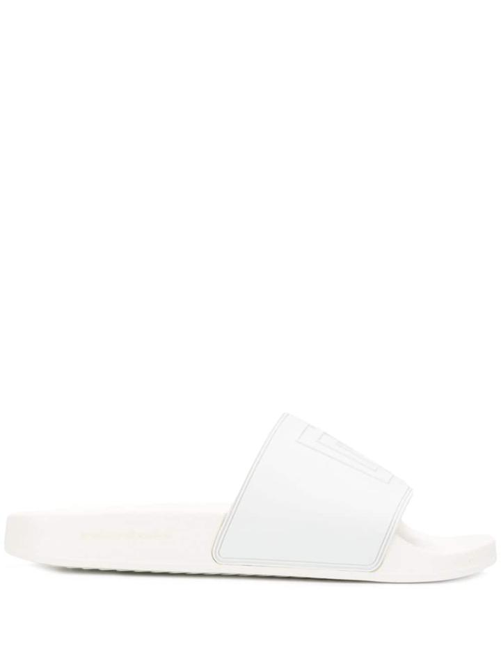 Paco Rabanne Textured Logo Slides - White