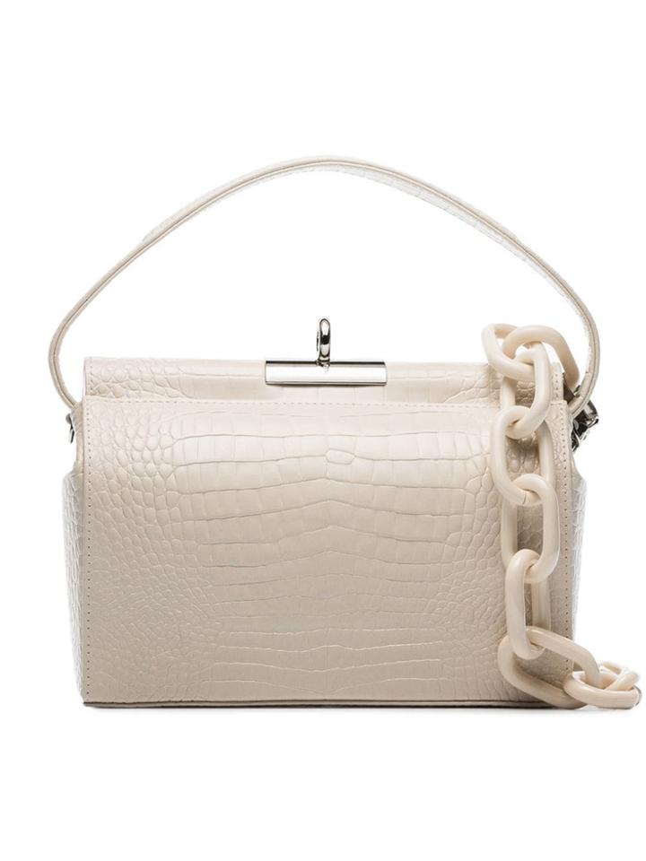 Gu De Ivory Milk Medium Croc-effect Leather Shoulder Bag - White