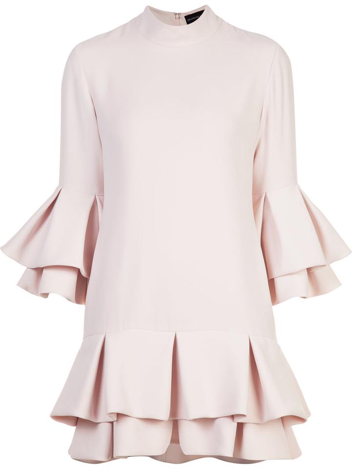 Brandon Maxwell Ruffled Three-quarters Sleeve Dress, Women's, Size: 4, Pink/purple, Polyester