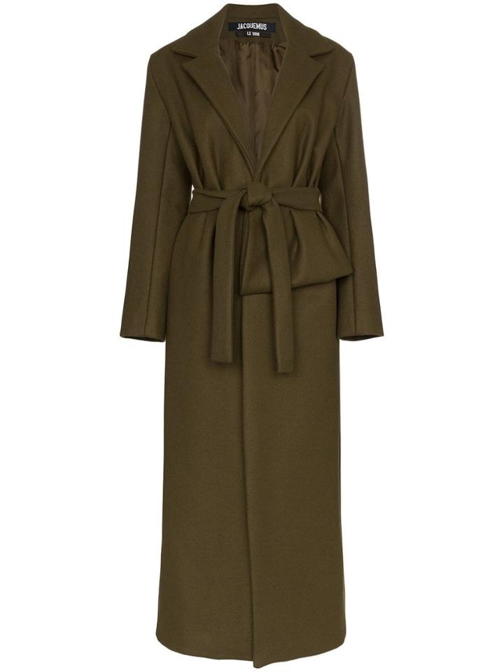 Jacquemus Panel Detail Belted Wool Coat - Green