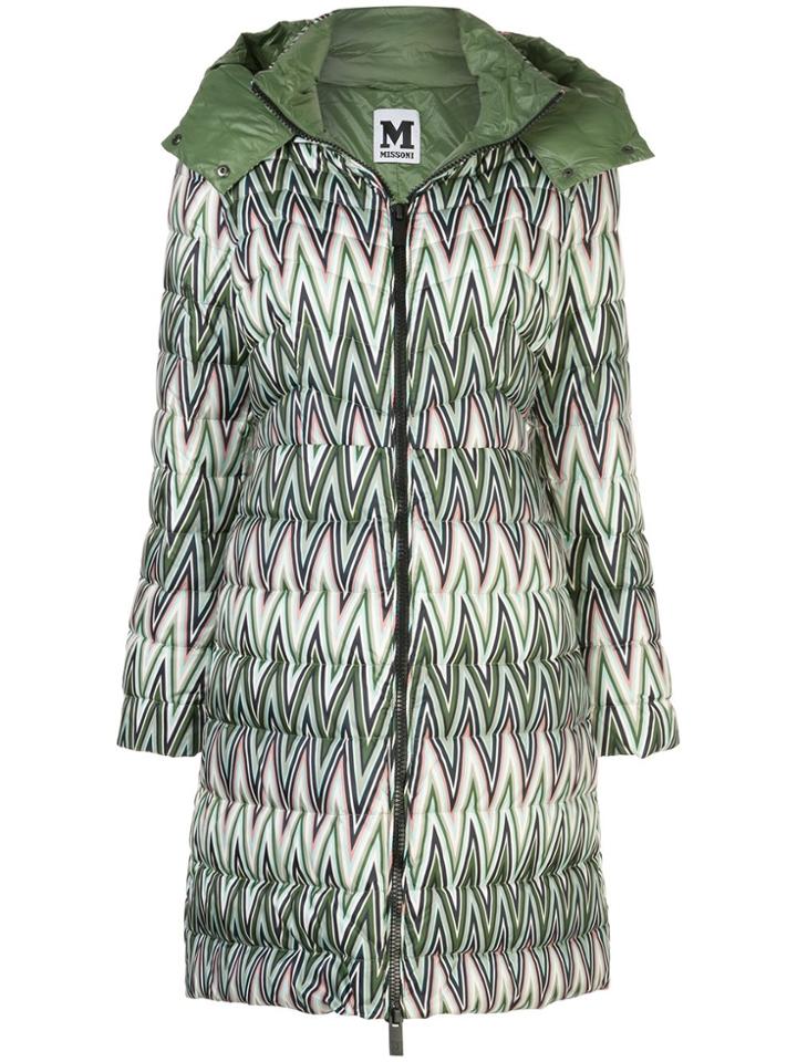 M Missoni Zigzag Puffer Jacket - Green