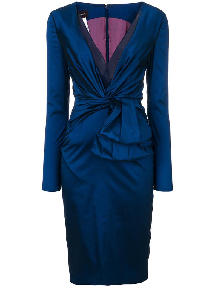 Talbot Runhof V-neck Ruched Dress - Blue