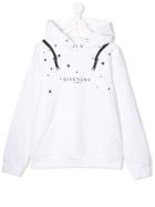 Givenchy Kids Teen Vintage Logo And Star Print Hoodie - White