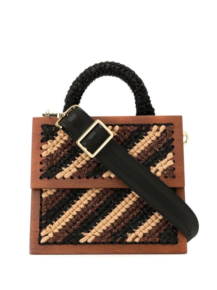 0711 Striped Copacabana Bag - Brown