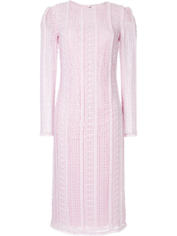 Ermanno Scervino Long-sleeved Textured Dress - Pink & Purple