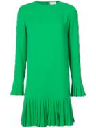 Sara Battaglia Circle Cutout Pleat Trim Dress - Green