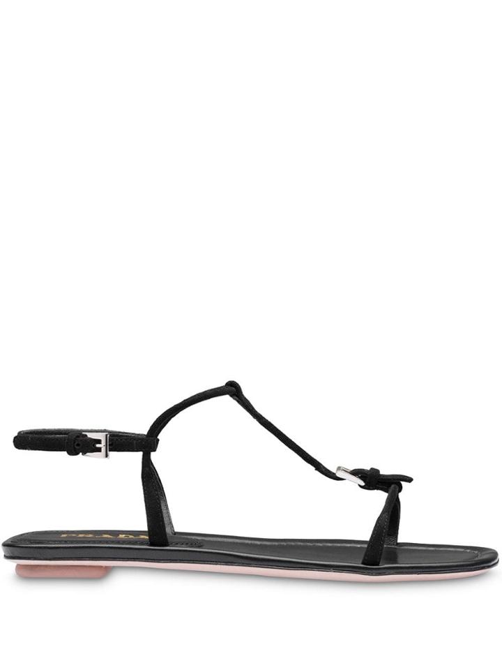 Prada T-bar Strappy Sandals - Black