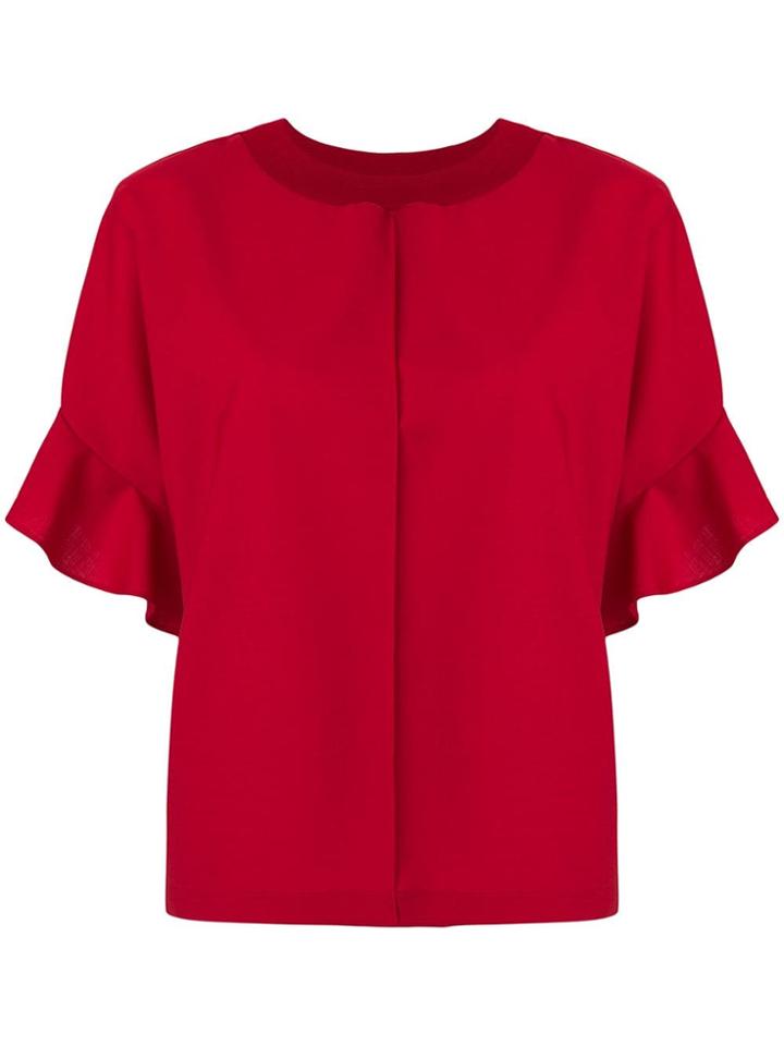 Semicouture Ruffle Sleeve Blouse - Red