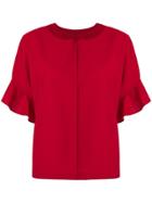 Semicouture Ruffle Sleeve Blouse - Red